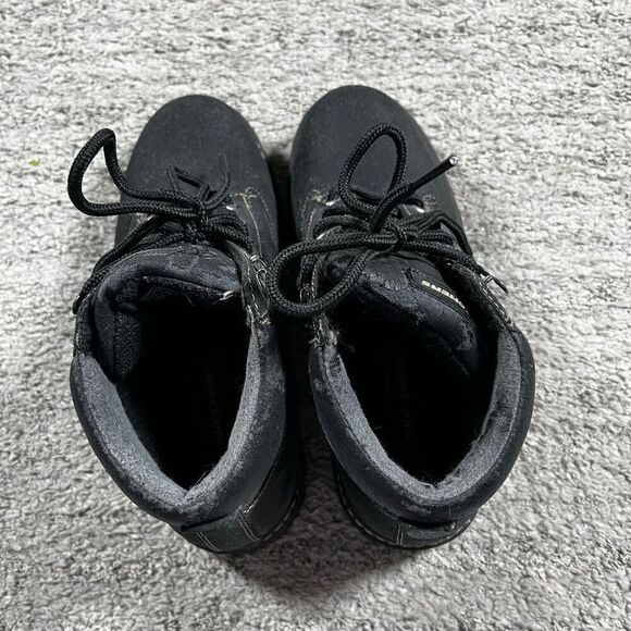 Vintage Y2K Skechers Boots Womens Chunky Work Ankle Bootie 2620 Black Leather - Picture 11 of 11